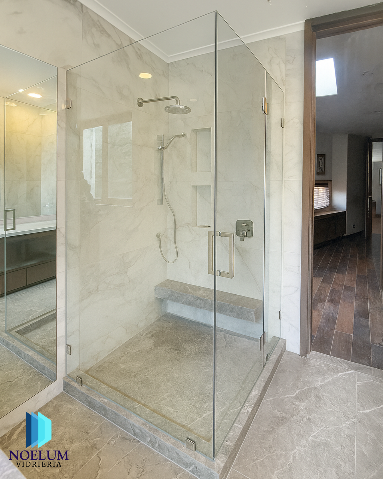 Vidrio templado 8-10 mm con bisagras de acero inoxidable